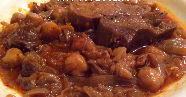 Langue de veau aux oignons et tomates