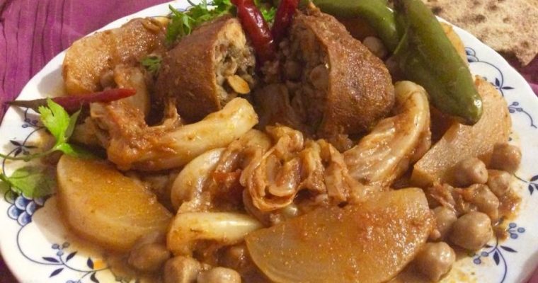 Tripes farcies en sauce avec chou et navets (Osbane dewara beleft wel krambet)