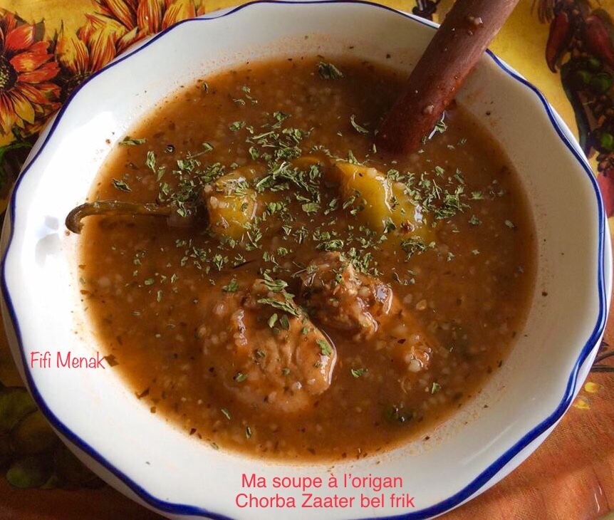Ma soupe d’hiver à l’origan et au blé concassé (Chorba b’zaater)