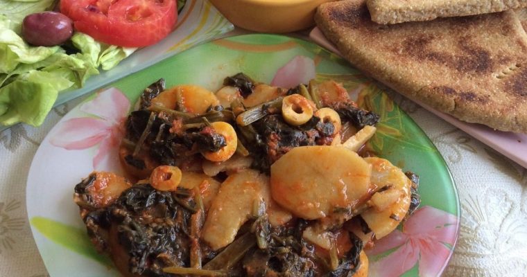 Épinards et pommes de terre aux olives