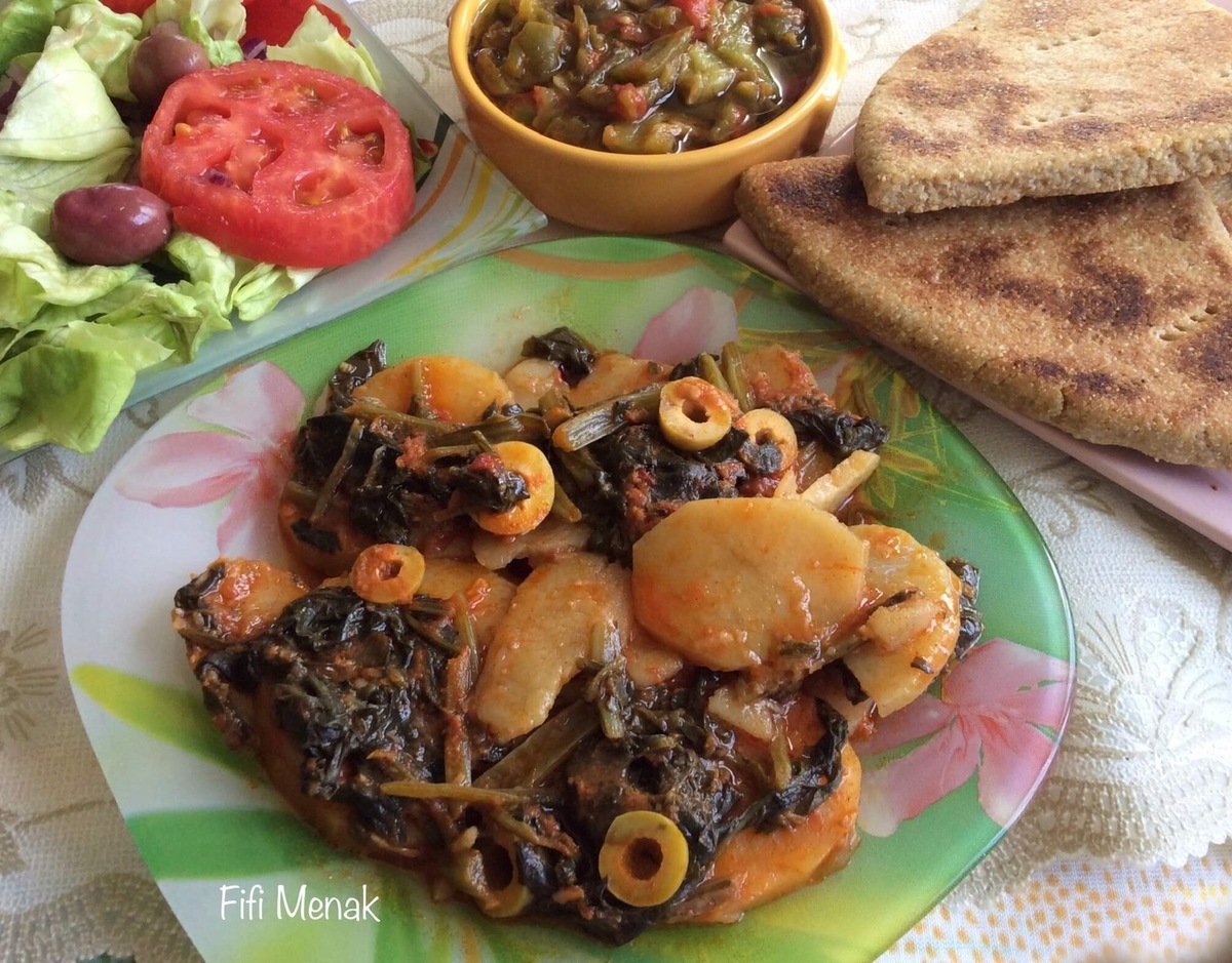 Épinards et pommes de terre aux olives