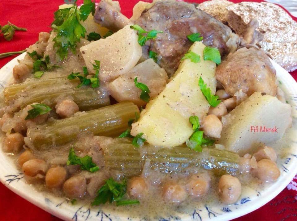 Céleri, navets et pommes de terre en sauce blanche (djwaz)