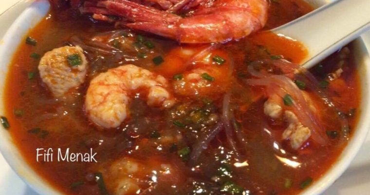 Ma soupe aux poulet et crevettes