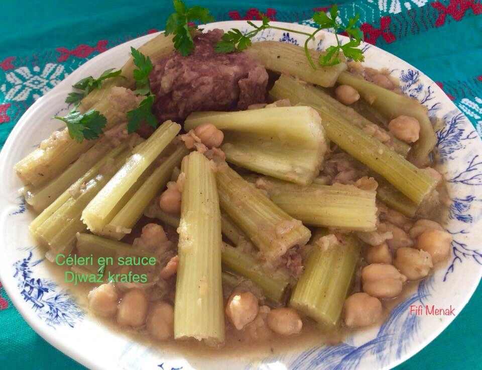 Céleri en sauce blanche à l’algéroise (Djwaz krafes)