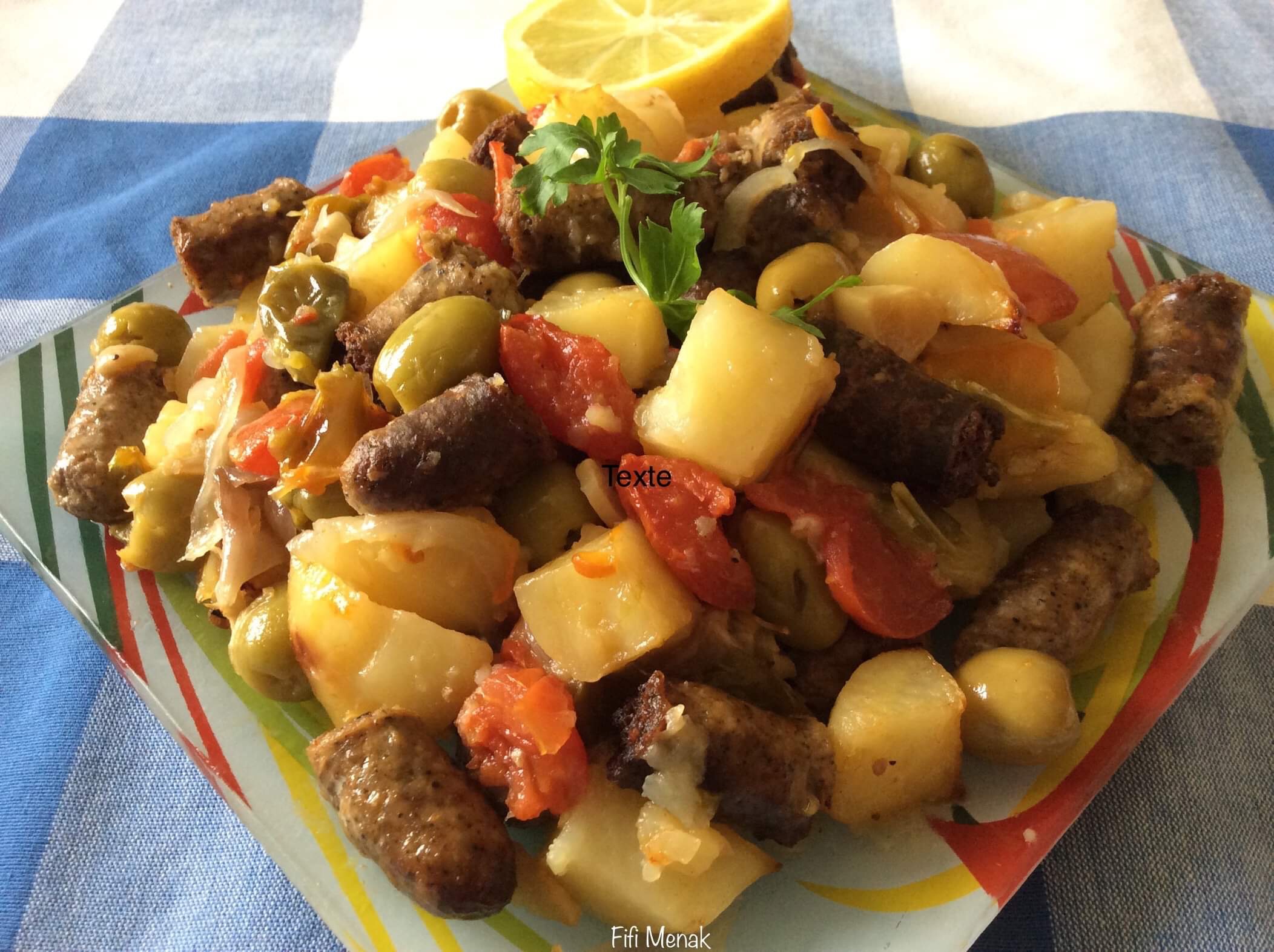 Merguez et légumes au four