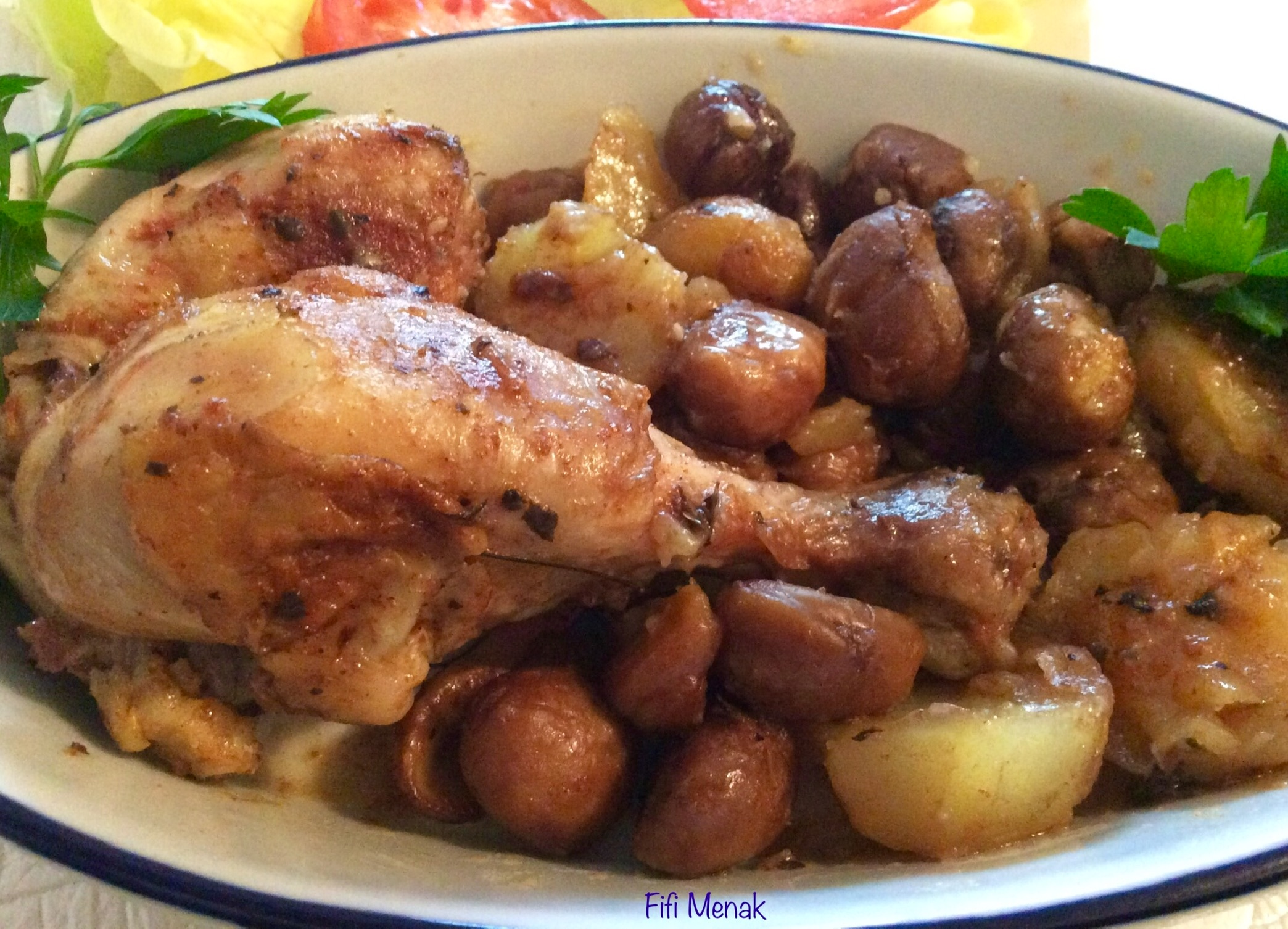 Pilons rôtis aux marrons et pommes de terre