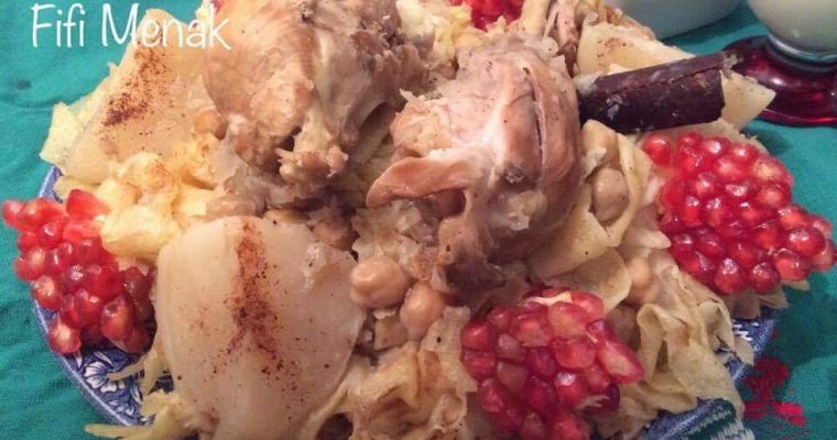 Pâtes en feuilles fines en sauce blanche aux navets (ftayer)