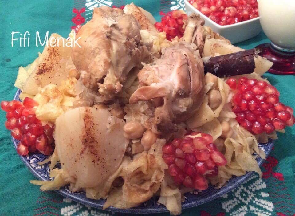 Pâtes en feuilles fines en sauce blanche aux navets (ftayer)