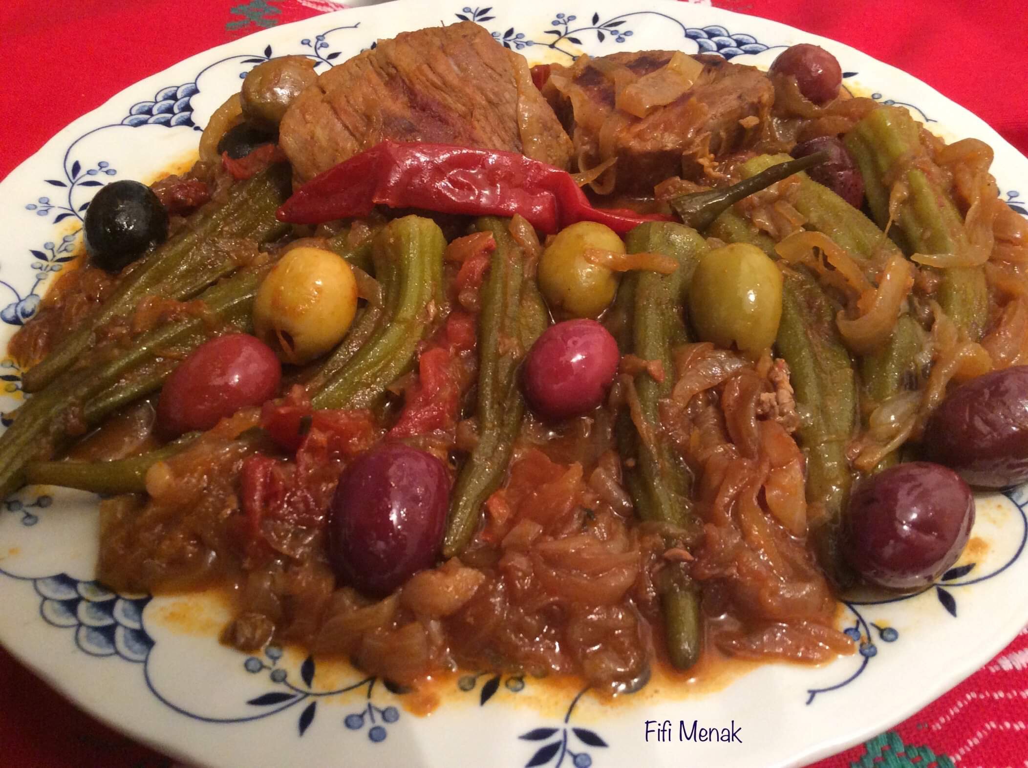 Mes gombos aux olives (gnawiya bezitoune)