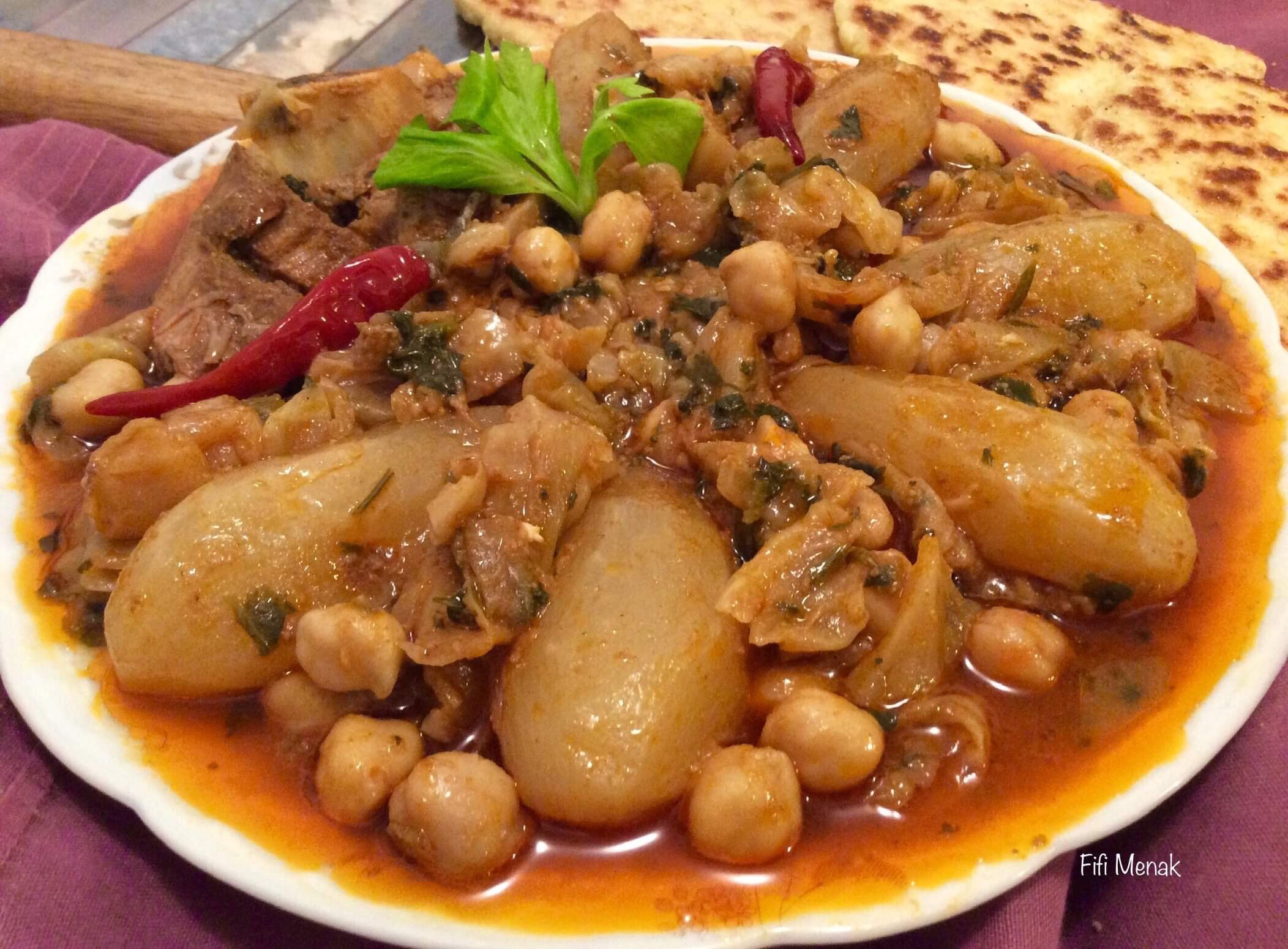 Chou et navets à la viande ( Bekbouka b’left w krombit)