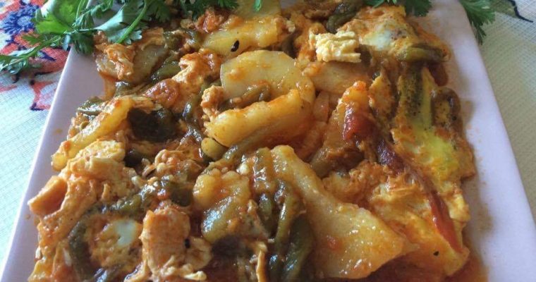 Tchektchouka  de poivrons-tomates-pommes de terre