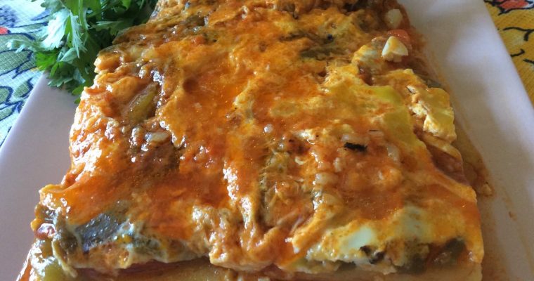 Râgout de pommes de terre aux poivrons grillés (Chtitha Batata bel felfel méchoui)