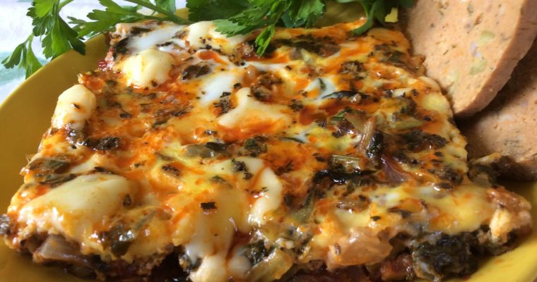 Omelette aux pouliot et épinards