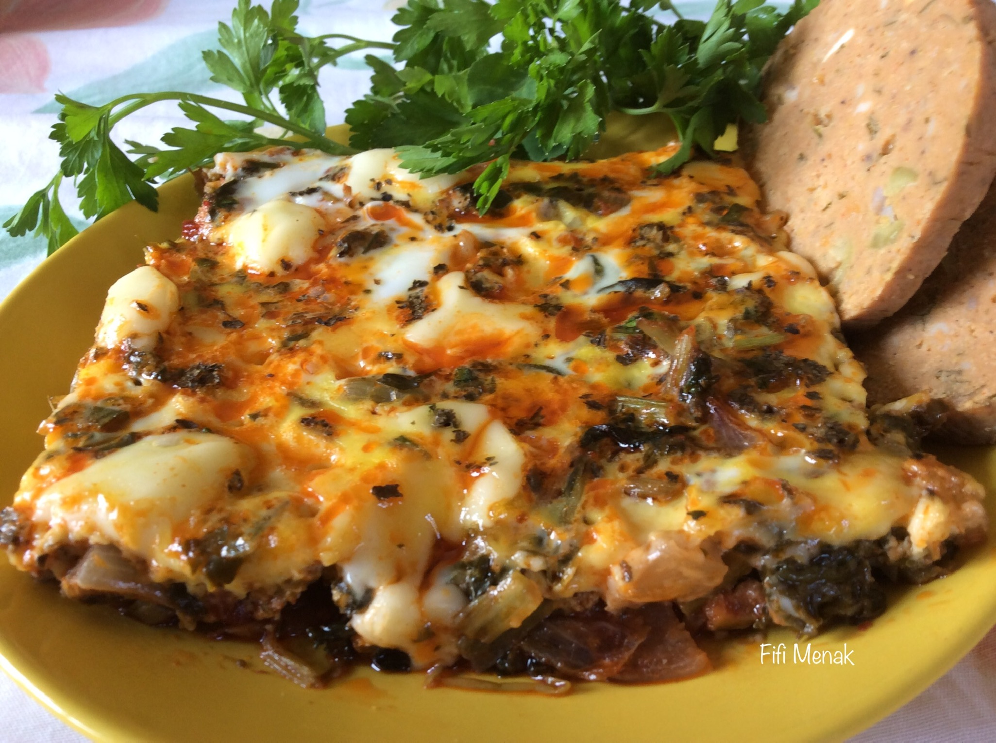 Omelette aux pouliot et épinards