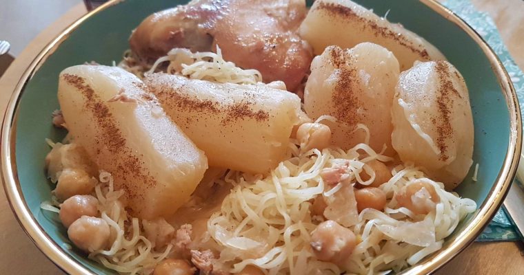 Pâtes algéroises fines à la sauce blanche aux navets ( Rechta b’left)