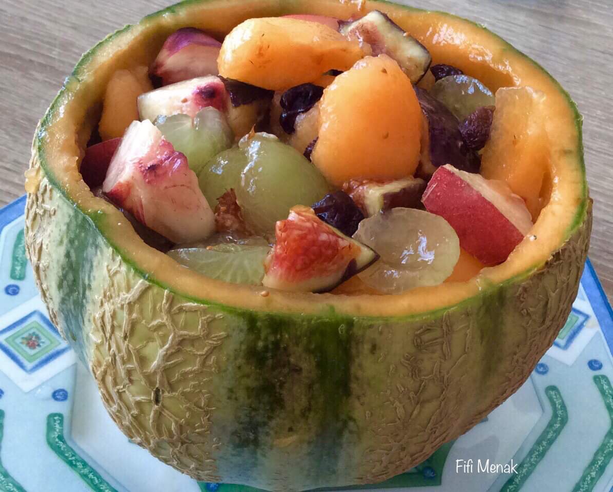 Melon vert en salade de fruits