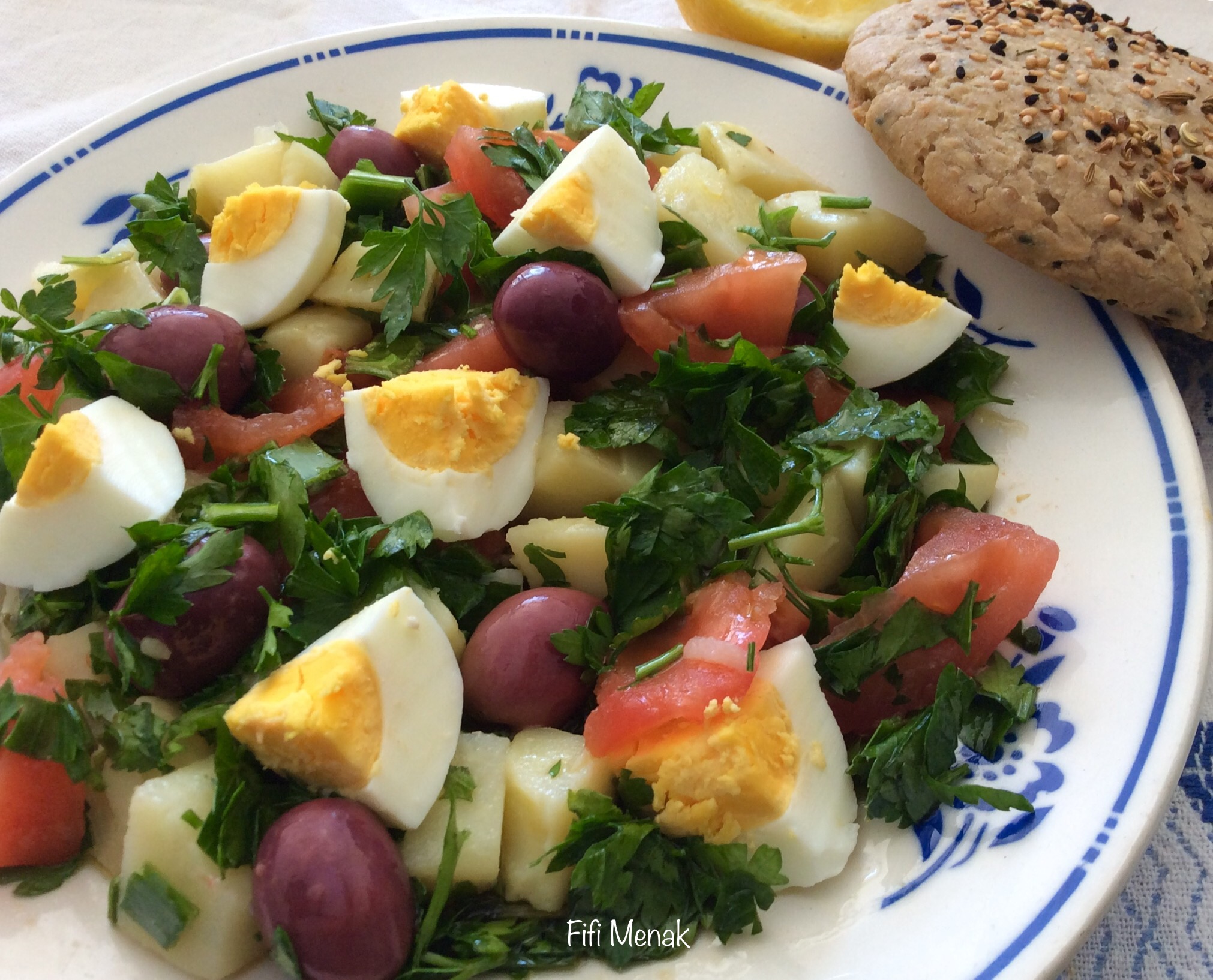 Salade algérienne de pommes de terre au poireau.