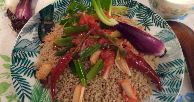 Couscous d’orge à la salade *Crête de coq*